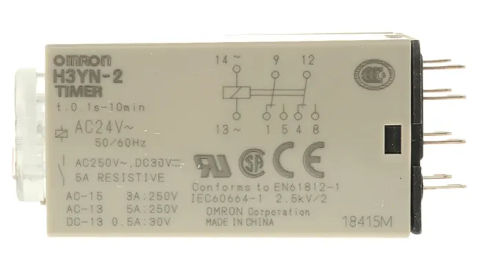 RELE TEMPORIZZATO PROGRAMMABILE A INNESTO, 2 CONTATTI 5A 250VAC, BOBINA 24VAC